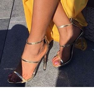 Gold strappy heels